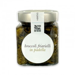 Broccoli Friarielli in der Pfanne zubereitet • kleine Glas