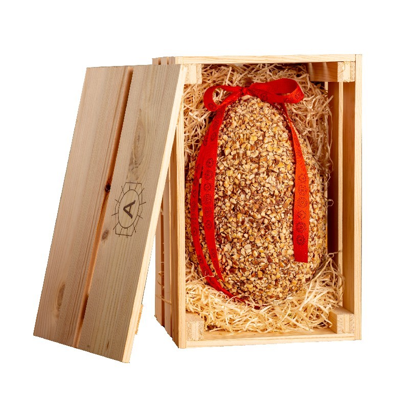 Easter Egg in a Wooden Box with Dark Chocolate and Hazelnut Grain_2