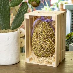 Easter Egg in a Wooden Box with Dark Chocolate and Pistachio Grains_3