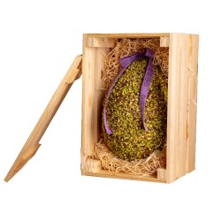Easter Egg in a Wooden Box with Dark Chocolate and Pistachio Grains_2