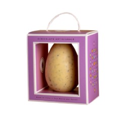 Huevo de Pascua de chocolate blanco "Notas de Sal" con almendras y sal • Formato pequeño