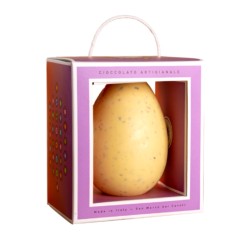 Huevo de Pascua de chocolate blanco "Notas de Sal" con almendras y sal • Formato mediano